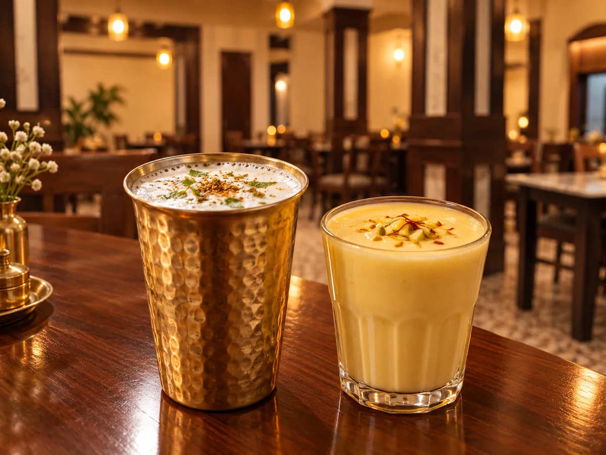 Chaach or lassi served with the North Indian thali at La Maison Pondichéry