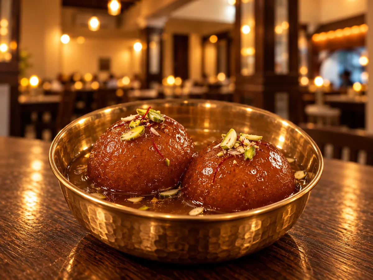 Gulab jamun served with the North Indian thali at La Maison Pondichéry
