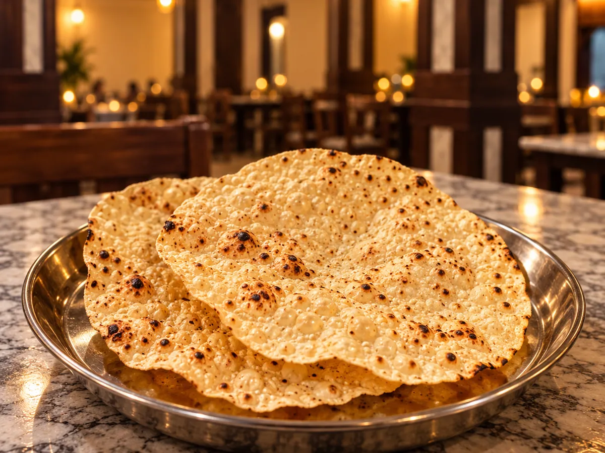 Papad served with the North Indian thali at La Maison Pondichéry
