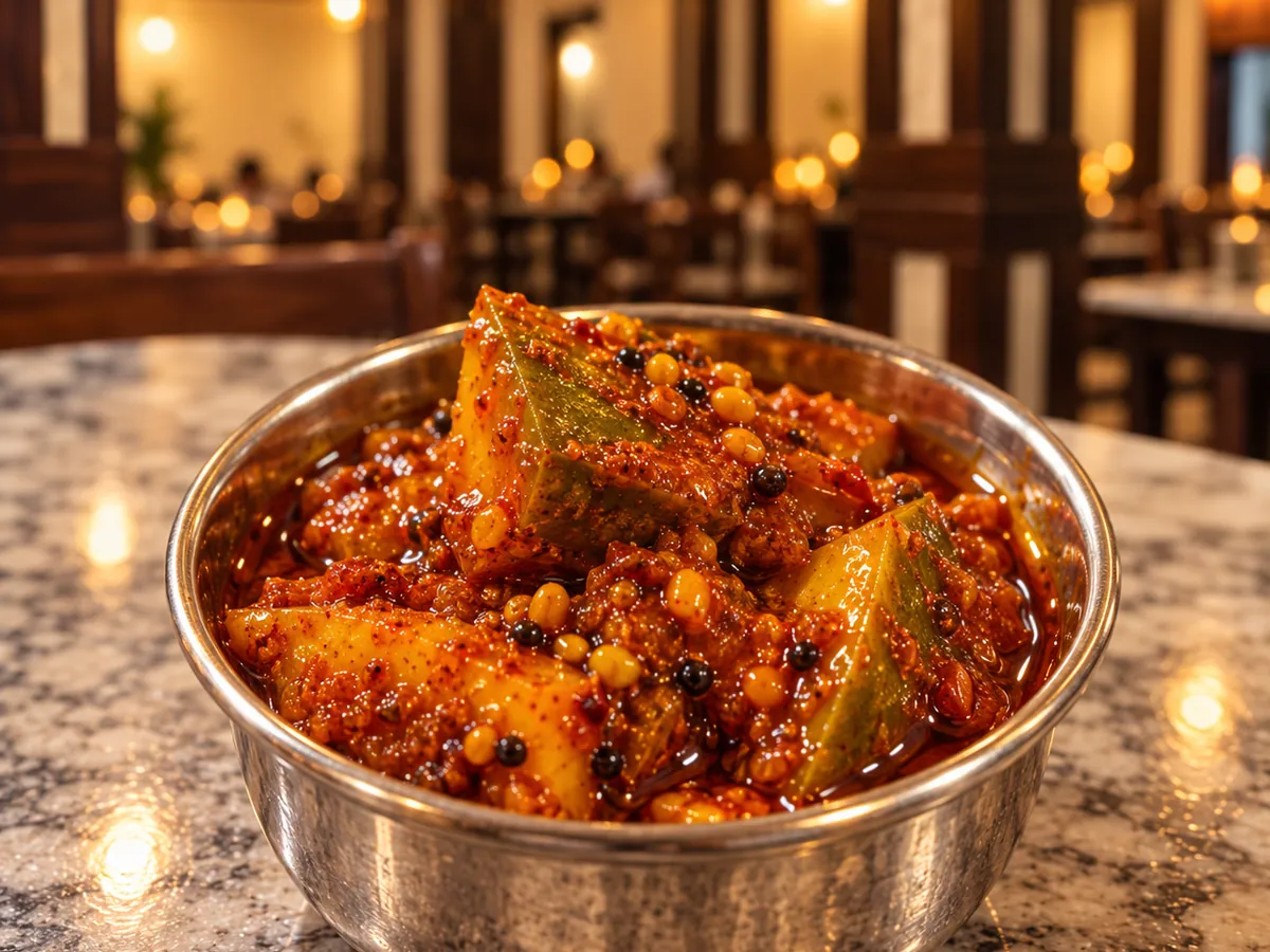 Pickle served with the North Indian thali at La Maison Pondichéry