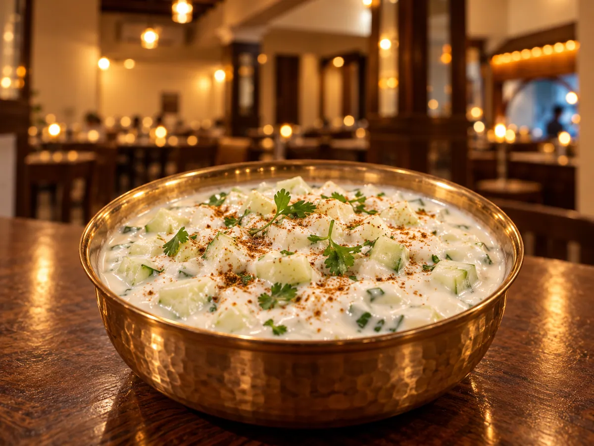 Cucumber raita served with the North Indian thali at La Maison Pondichéry