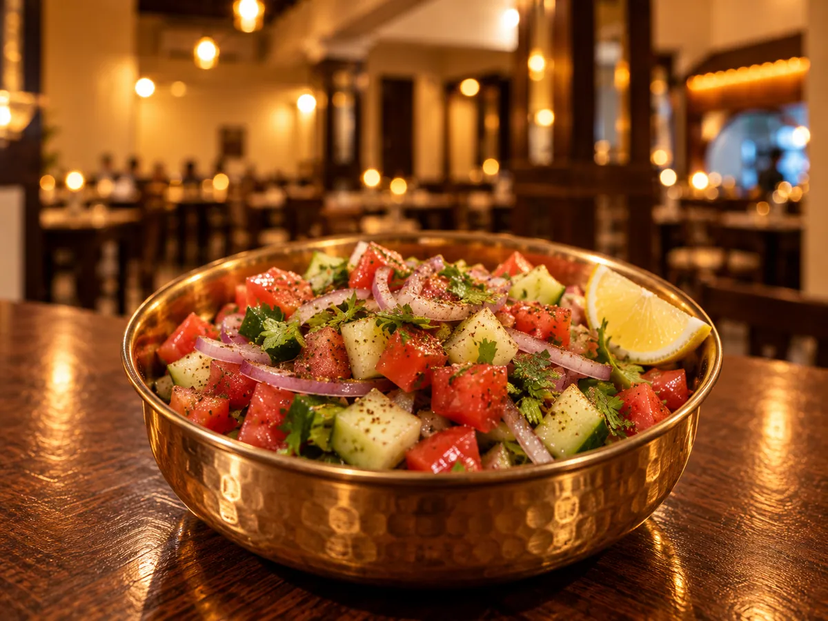 Salad served with the North Indian thali at La Maison Pondichéry